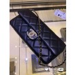 Imitazione Borsa con patta in pelle di agnello nera AS3791