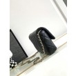 Imitazione Borsa con patta in pelle di agnello nera AS3791