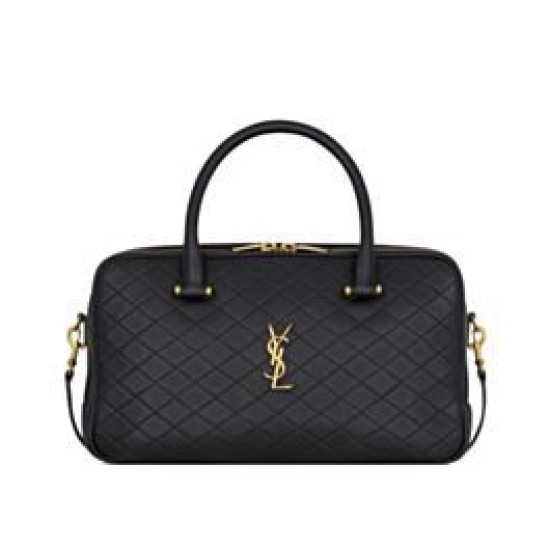 Imitazione YSL Saint Laurent Lyia Duffle In Pelle Di Agnello Trapuntata Nero
