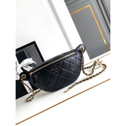Marsupio in pelle di agnello nero AS4113