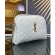 Pochette YSL Saint Laurent Gaby con cerniera in pelle di agnello trapuntata color crema