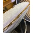 Pochette YSL Saint Laurent Gaby con cerniera in pelle di agnello trapuntata color crema