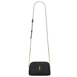Pochette YSL Saint Laurent Gaby con cerniera in pelle di agnello trapuntata nera