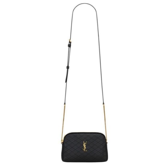 Pochette YSL Saint Laurent Gaby con cerniera in pelle di agnello trapuntata nera