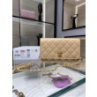 Portafoglio con catena WOC in pelle di agnello AP1450 Beige