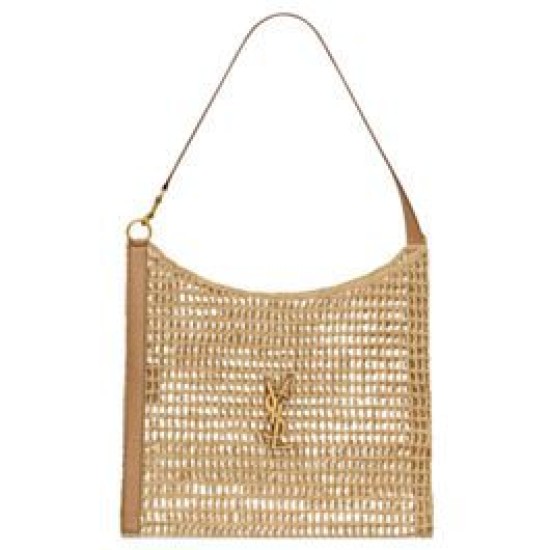 YSL Saint Laurent Oxalis Borse Firmate Replica In Rafia Macrame Albicocca