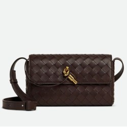 Borsa a tracolla Mini Andiamo Bottega Veneta agnello intrecciata fondente