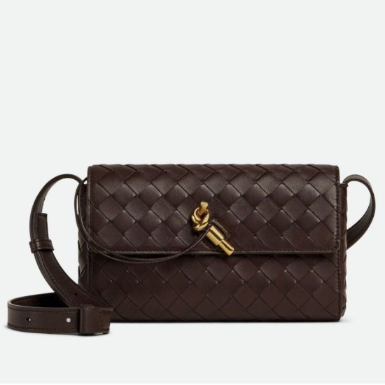 Borsa a tracolla Mini Andiamo Bottega Veneta agnello intrecciata fondente
