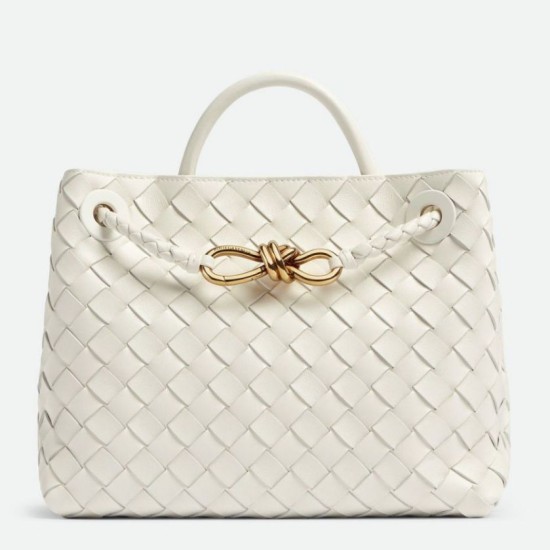 Borse Imitazioni Andiamo piccola di Bottega Veneta agnello intrecciata bianca