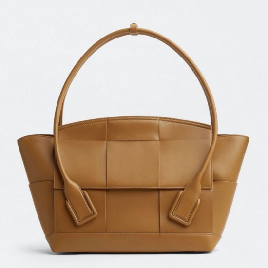Borsa Bottega Veneta Arco Media Vitello Intrecciato Caramello