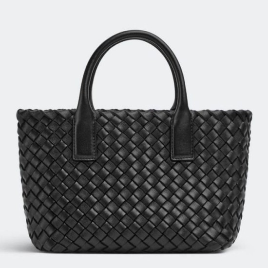 Borse Replica Bottega Veneta Mini Cabat agnello intrecciata nera