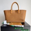 Qualità superiore replica Cabat media Bottega Veneta agnello intrecciata color caramello