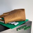 Qualità superiore replica Cabat media Bottega Veneta agnello intrecciata color caramello
