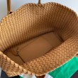 Qualità superiore replica Cabat media Bottega Veneta agnello intrecciata color caramello