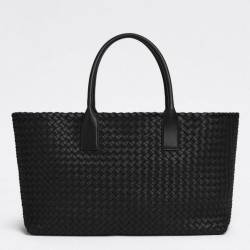 Imitazioni borse griffate Cabat media Bottega Veneta agnello intrecciata nera
