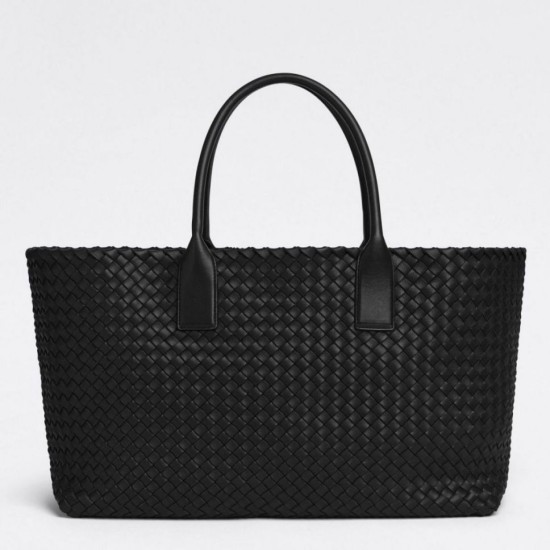 Imitazioni borse griffate Cabat media Bottega Veneta agnello intrecciata nera