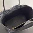 Imitazioni borse griffate Cabat media Bottega Veneta agnello intrecciata nera