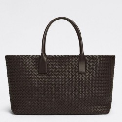 Borsa Cabat media Bottega Veneta Intrecciato fondente agnello