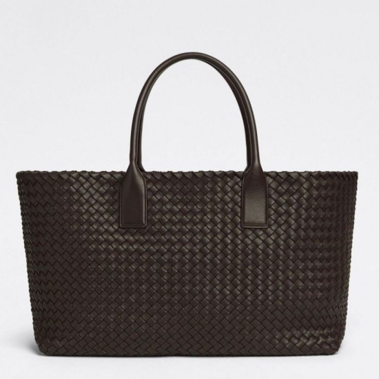 Borsa Cabat media Bottega Veneta Intrecciato fondente agnello