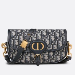 Borsa Dior Bobby East-West tela Dior Oblique blu