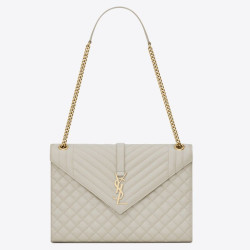 Borse Replica grande Saint Laurent Envelope matelassé bianca