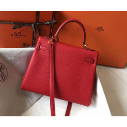 Borsa Hermes Kelly 28cm Retourne rossa Clemence