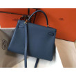Borsa Hermes Kelly 32cm Retourne blu agata Clemence Borsa Hermes Kelly 32cm Retourne blu agata Clemence