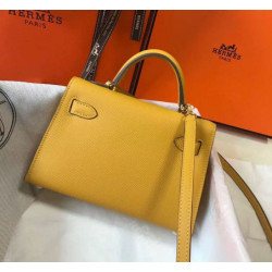 Borse Imitazioni Hermes Kelly Mini II gialla Epsom