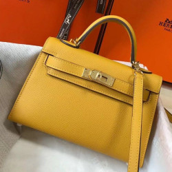 Borse Imitazioni Hermes Kelly Mini II gialla Epsom