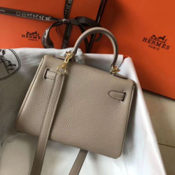 Borse Replica Hermes Mini Kelly 20cm grigia Clemence