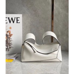Borse Replica Hobo Puzzle Loewe vitello nappa bianca