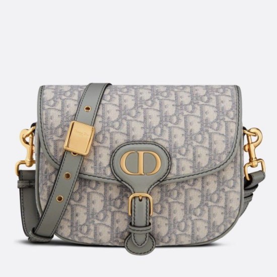 Borsa media Dior Bobby tela Dior Oblique grigia