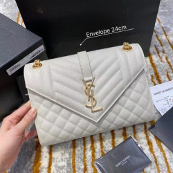 Borse Imitazioni media Saint Laurent Envelope martellata bianca