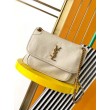 Borsa media Saint Laurent Niki a catena agnello martellata bianca