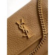 Borse Replica media Saint Laurent Niki a catena agnello martellata sughero scuro