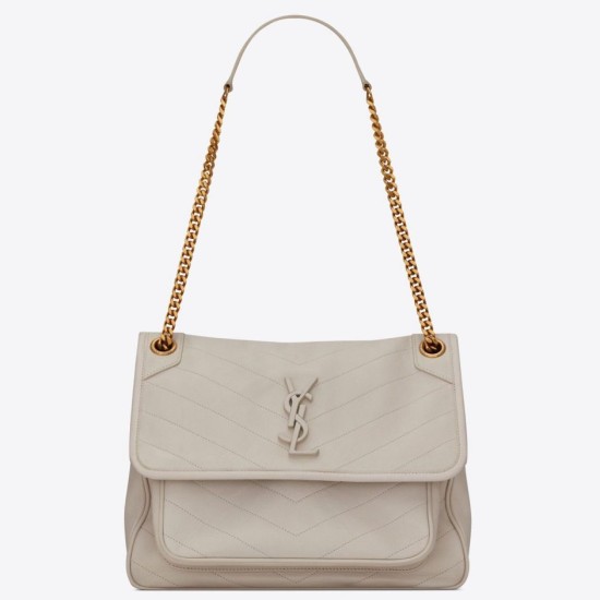 Borsa media Saint Laurent Niki agnello bianca