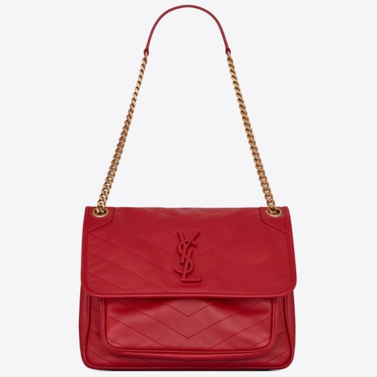 Borsa media Saint Laurent Niki agnello rossa