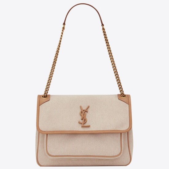 Borsa media Saint Laurent Niki tela di cotone