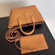 Borse Replica Mini Cabat Bottega Veneta agnello intrecciata color caramello