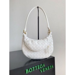 Bora Pari all'originale replica piccola Bottega Veneta Gemelli agnello intrecciata bianca