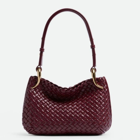 Borsa piccola Clicker di Bottega Veneta agnello intrecciata bordeaux