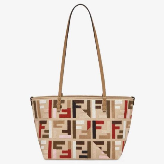 Bora Pari all'originale replica piccola Roll Tote Fendi tela con ricamo FF multicolore
