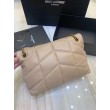 Borsa piccola Saint Laurent Borsa Loulou Puffer agnello beige