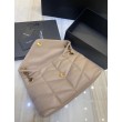 Borsa piccola Saint Laurent Borsa Loulou Puffer agnello beige