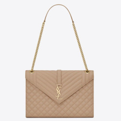 Borsa Saint Laurent Envelope grande martellata beige matelassé