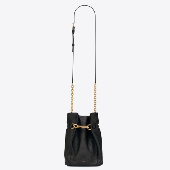 Imitazioni borse griffate Saint Laurent Le Maillon Hook Bucket agnello nera