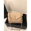 Borsa Saint Laurent Loulou media matelassé beige