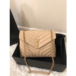Borsa Saint Laurent Loulou media matelassé beige