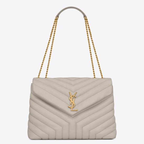 Borsa Saint Laurent Loulou media matelassé bianca