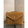 Borse Replica Alta Qualità Saint Laurent Loulou media scamosciata marrone